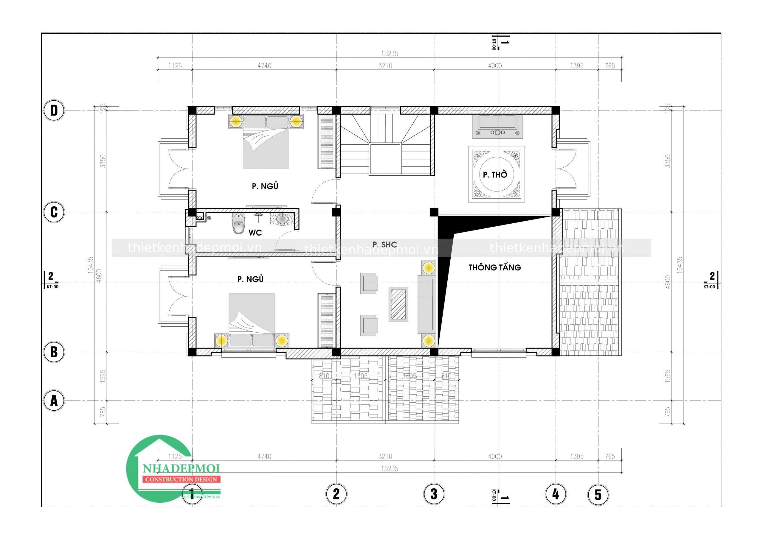 Mẫu nhà vườn 1 trệt 1 lửng mái thái 3 phòng ngủ anh phương - msngl2020