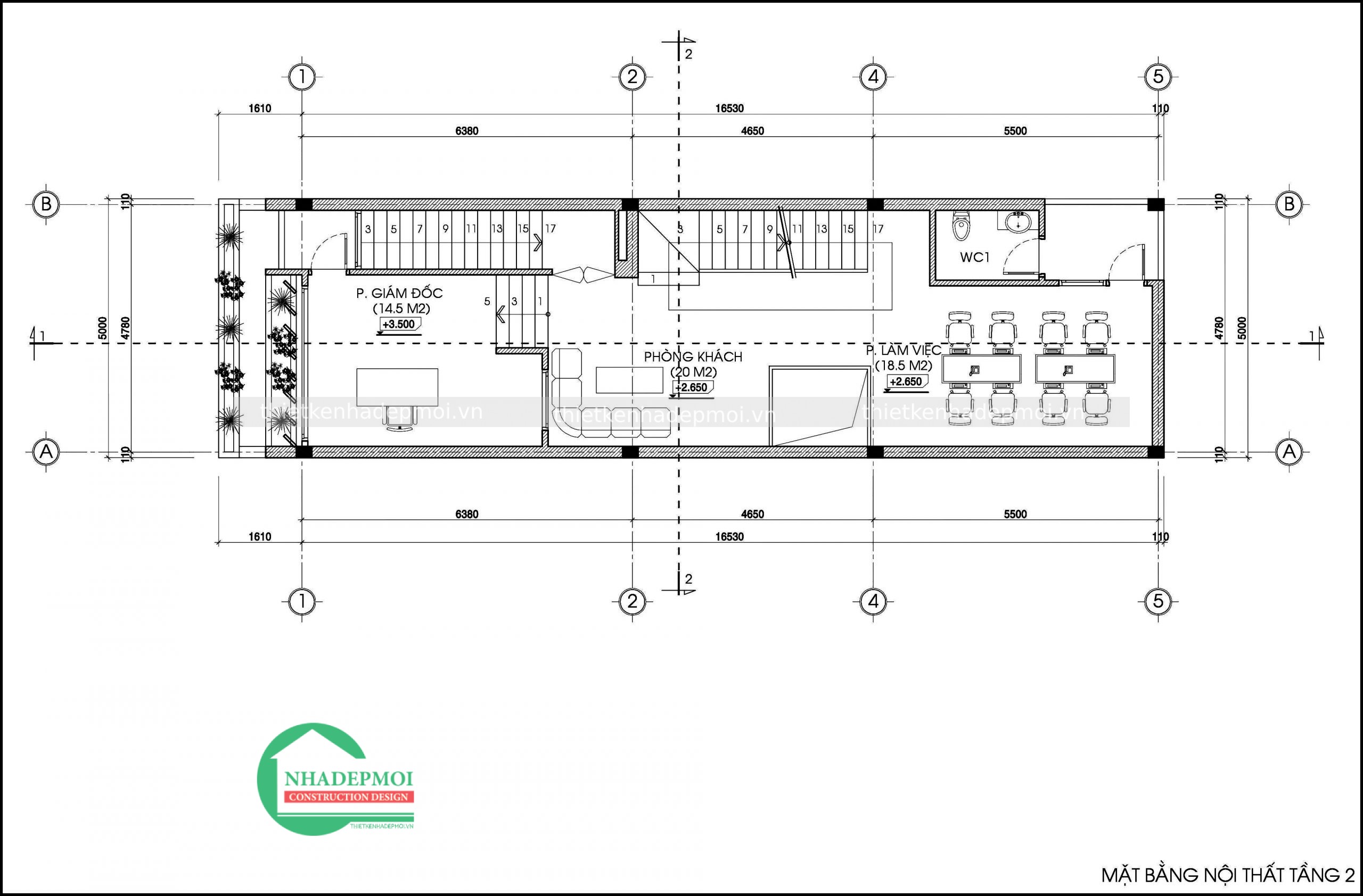 Mẫu nhà phố 1 trệt 3 lầu 1 sân thượng mặt tiền 5m