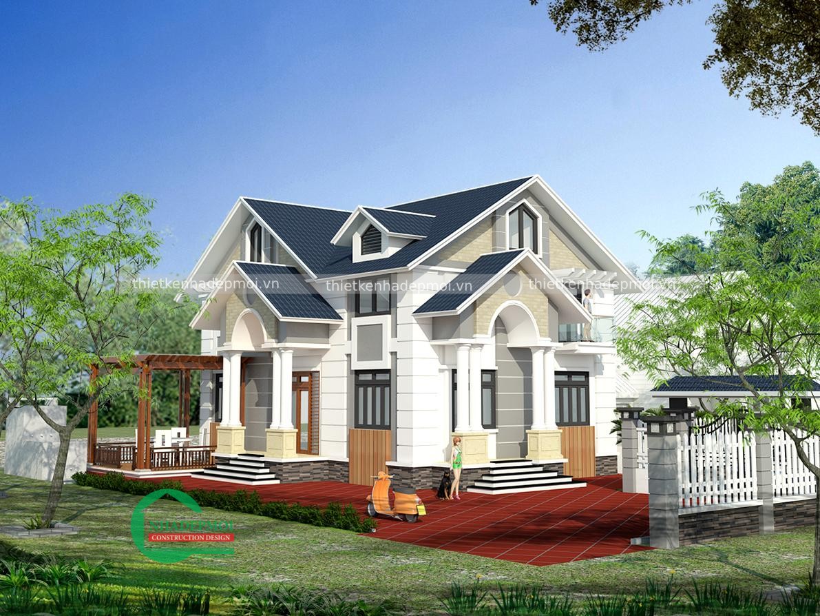 Mẫu nhà vườn 1 trệt 1 lửng mái thái 3 phòng ngủ anh phương - msngl2020