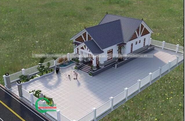 Mẫu nhà vườn trệt cấp 4 đẹp mái thái ở quê anh lân - msnvt2020