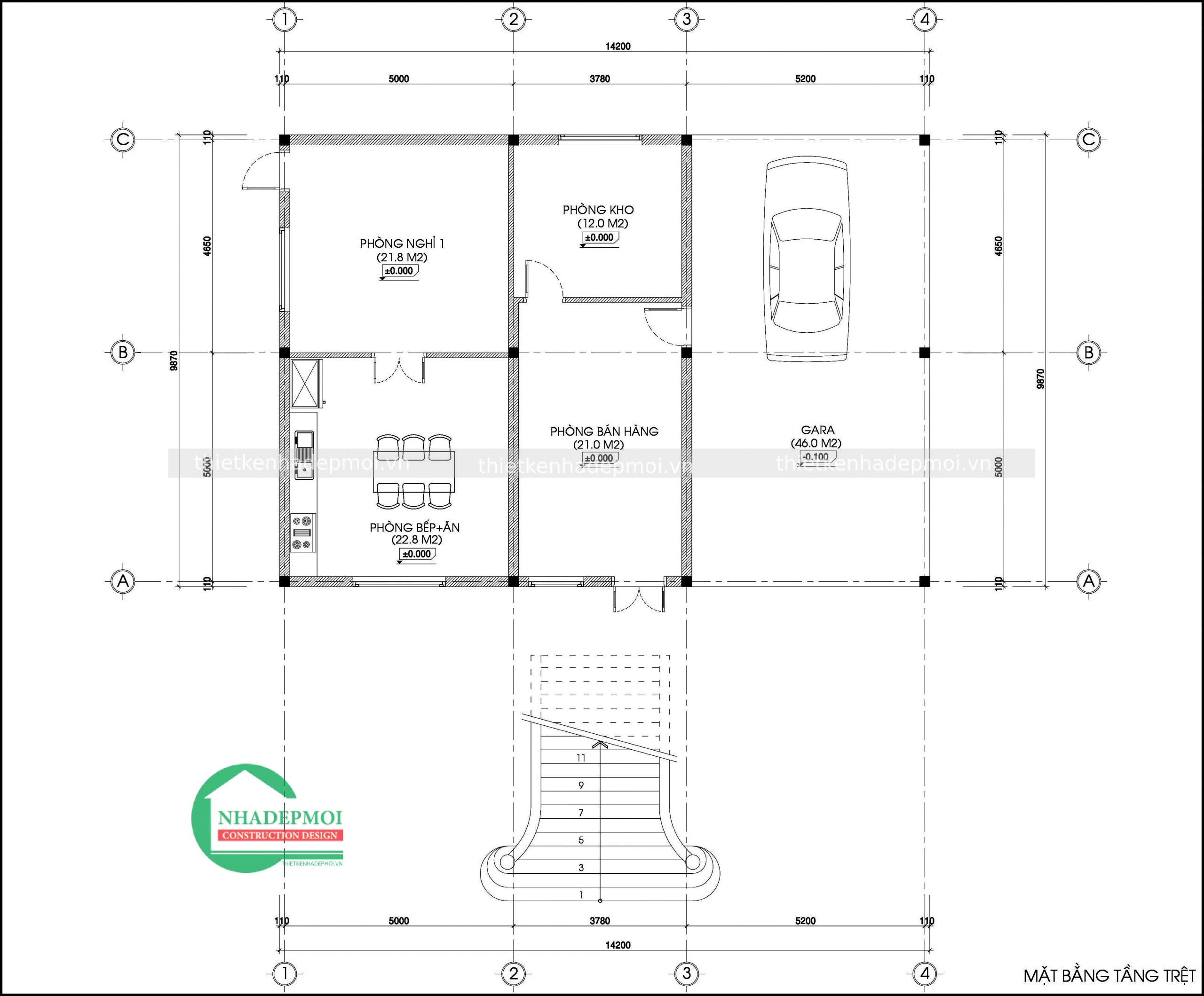 Mẫu biệt thự mái thái 2 tầng