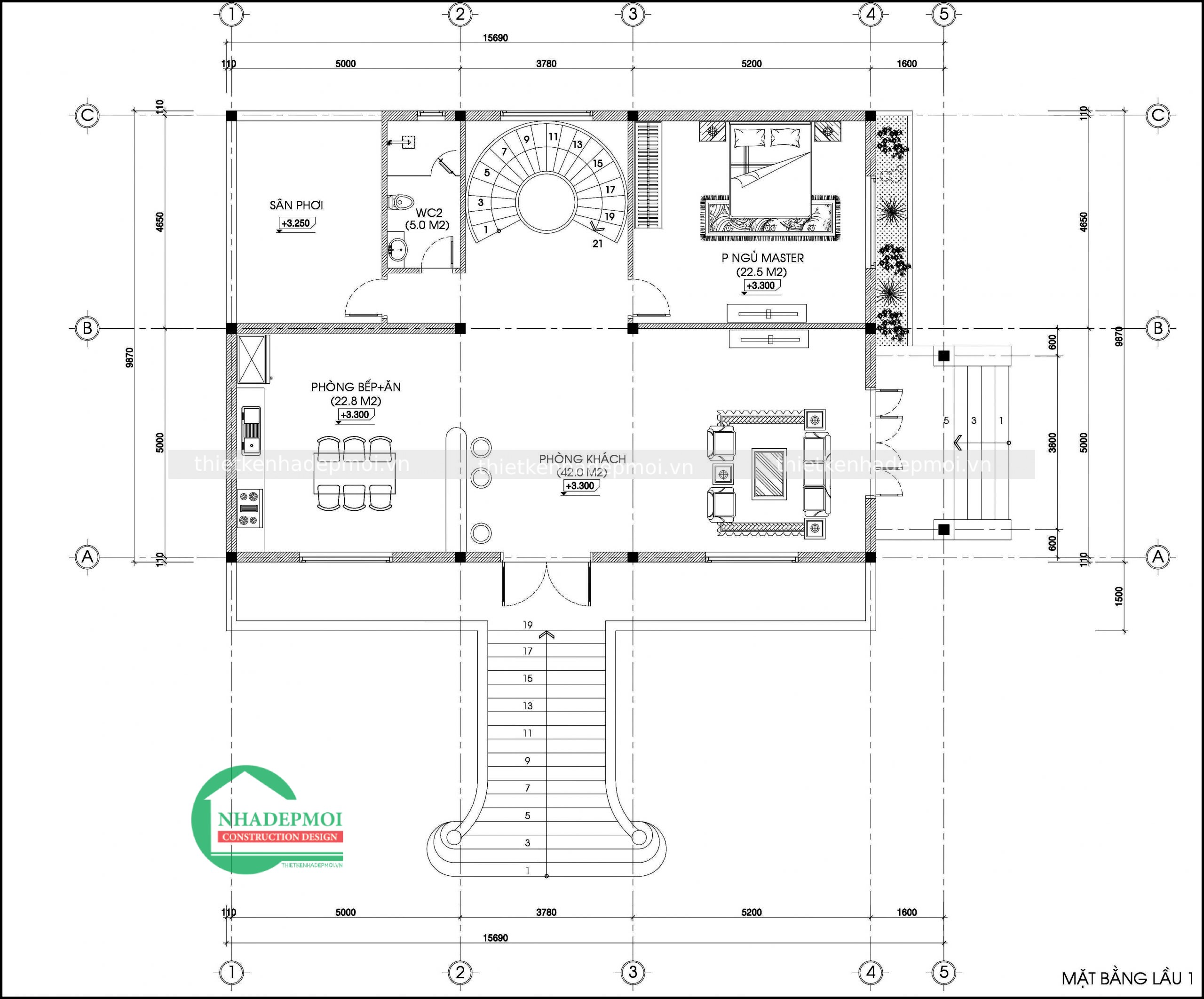 Mẫu biệt thự mái thái 2 tầng