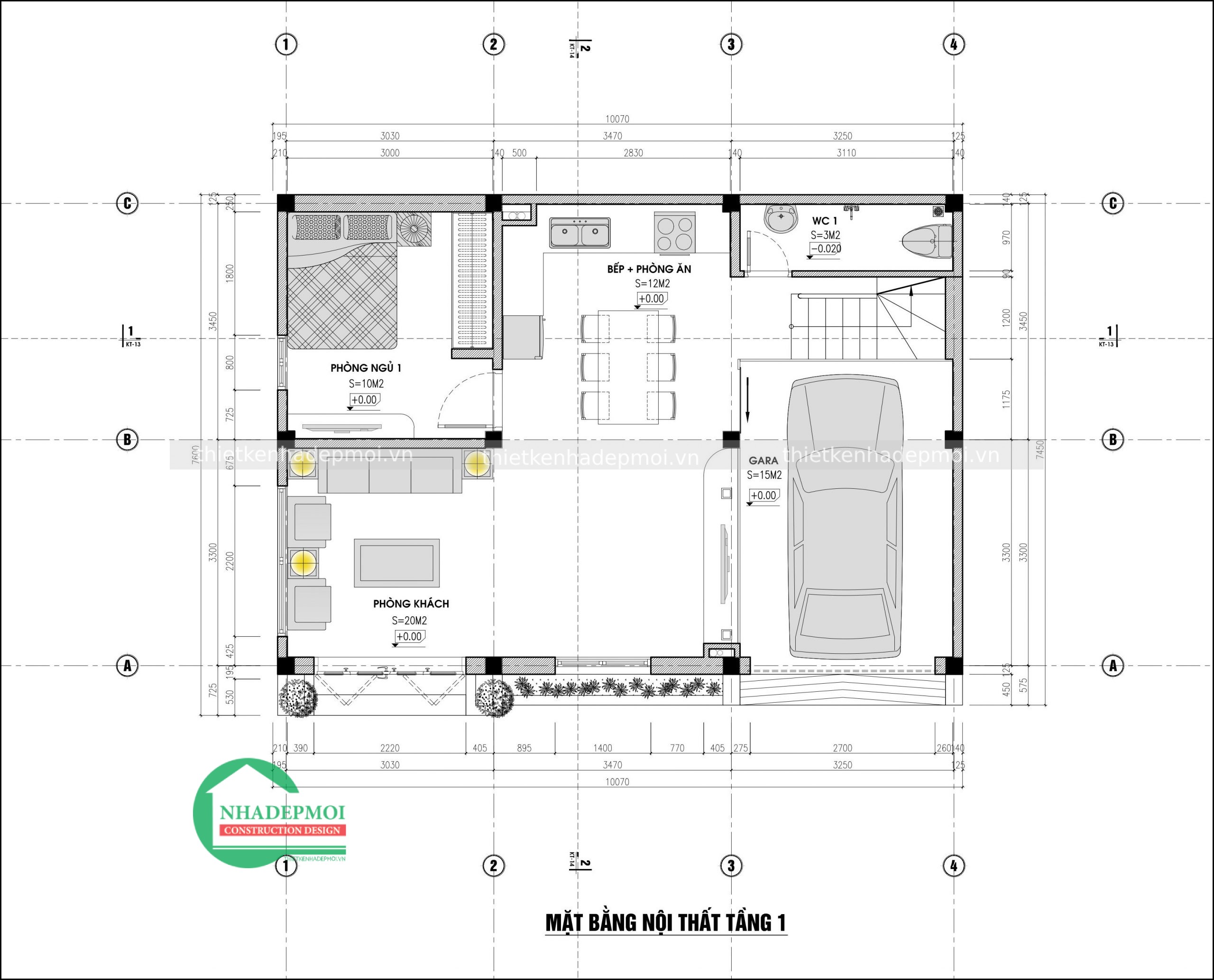 Mẫu nhà phố 2 mặt tiền mái bằng hiện đại anh đức - msnp2020
