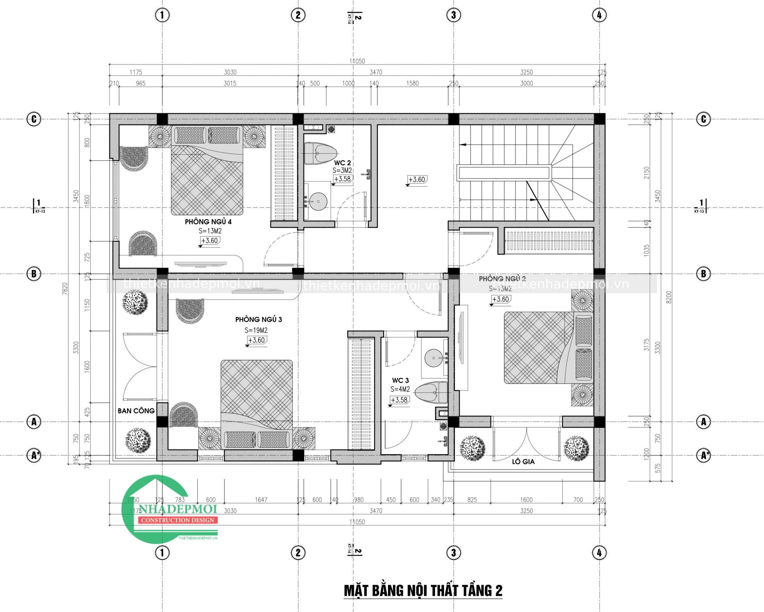 Mẫu nhà phố 2 mặt tiền mái bằng hiện đại anh đức - msnp2020