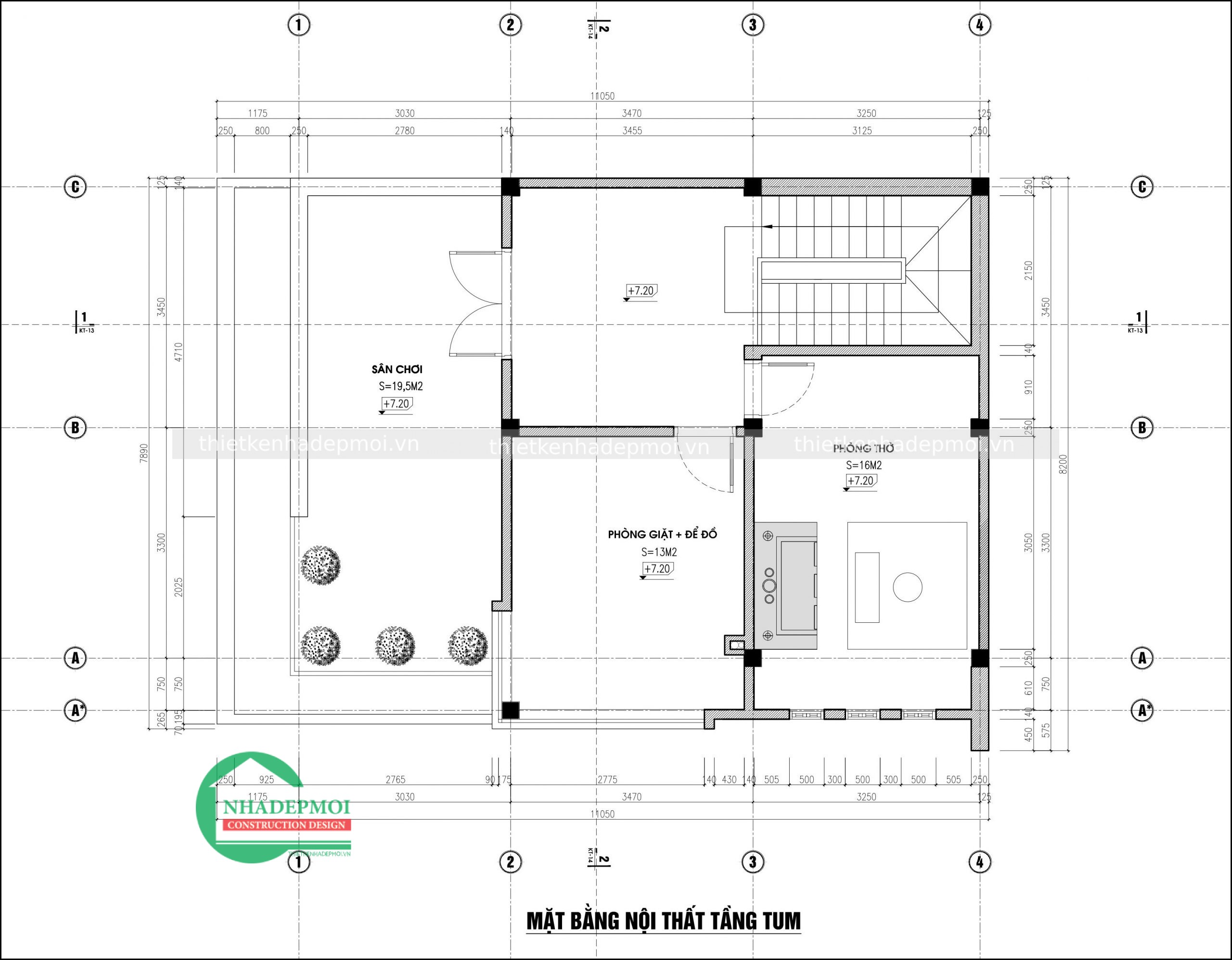 Mẫu nhà phố 2 mặt tiền mái bằng hiện đại anh đức - msnp2020