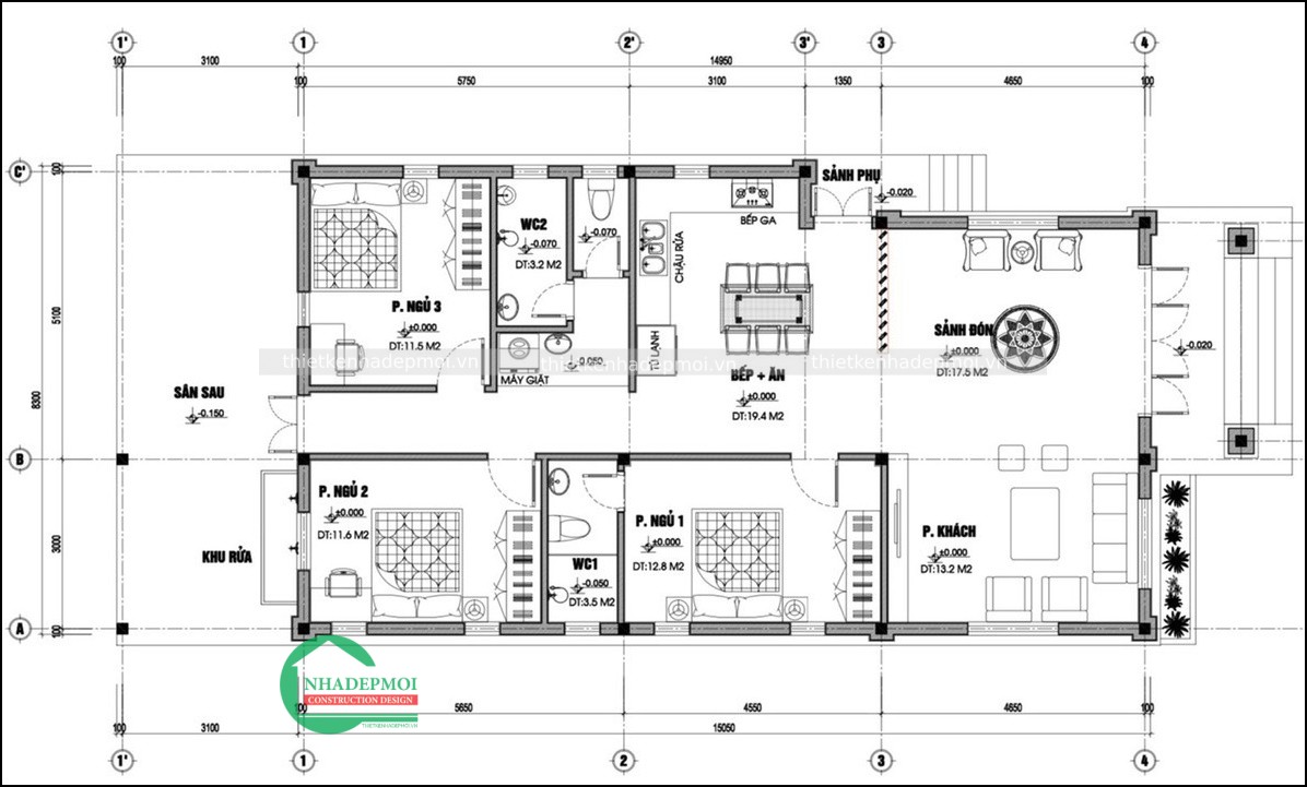 Mẫu nhà vườn trệt cấp 4 đẹp mái thái ở quê anh lân - msnvt2020