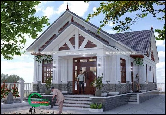 Mẫu nhà vườn trệt cấp 4 đẹp mái thái ở quê anh lân - msnvt2020