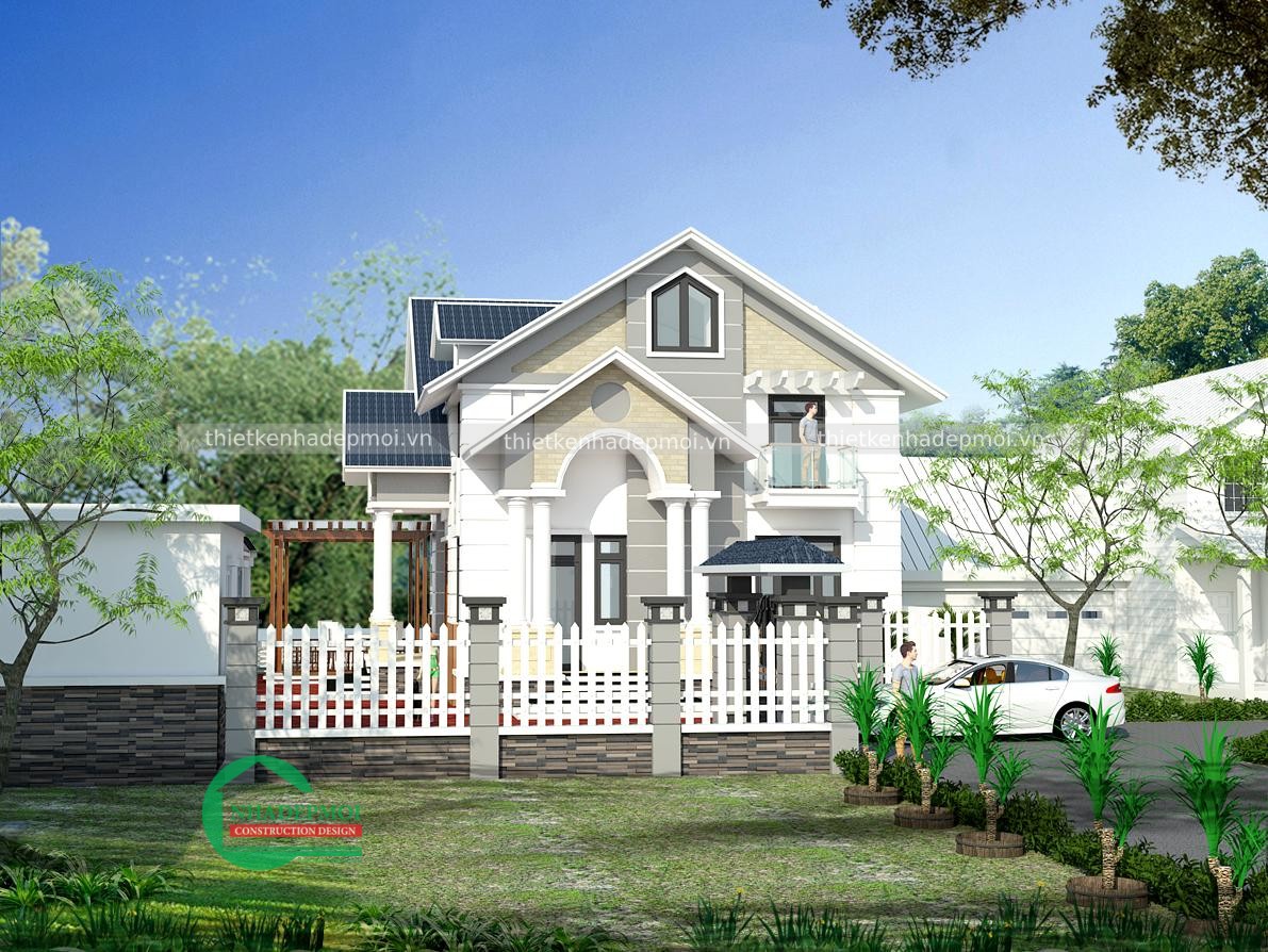 Mẫu nhà vườn 1 trệt 1 lửng mái thái 3 phòng ngủ anh phương - msngl2020