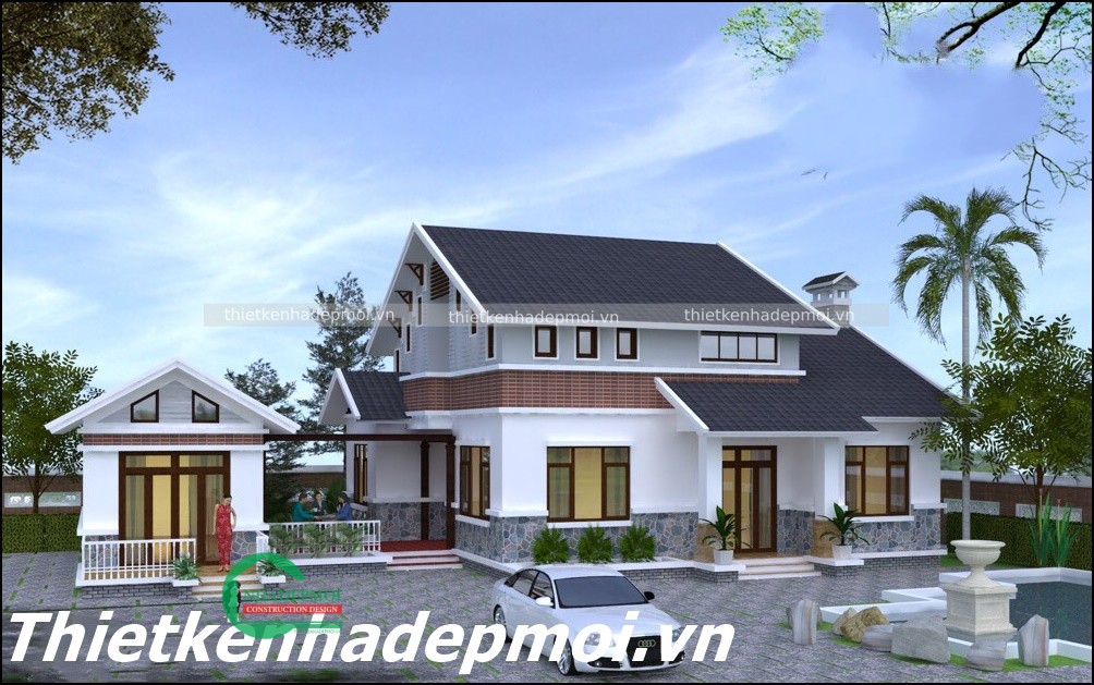 Mẫu nhà vườn mái thái đẹp 1 tầng ở nông thôn anh hai -msnvđ2020