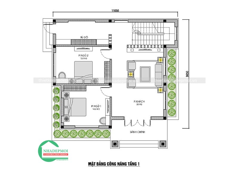 Mẫu biệt thự vườn 1 trệt 1 lầu ở quê 5 phòng ngủ