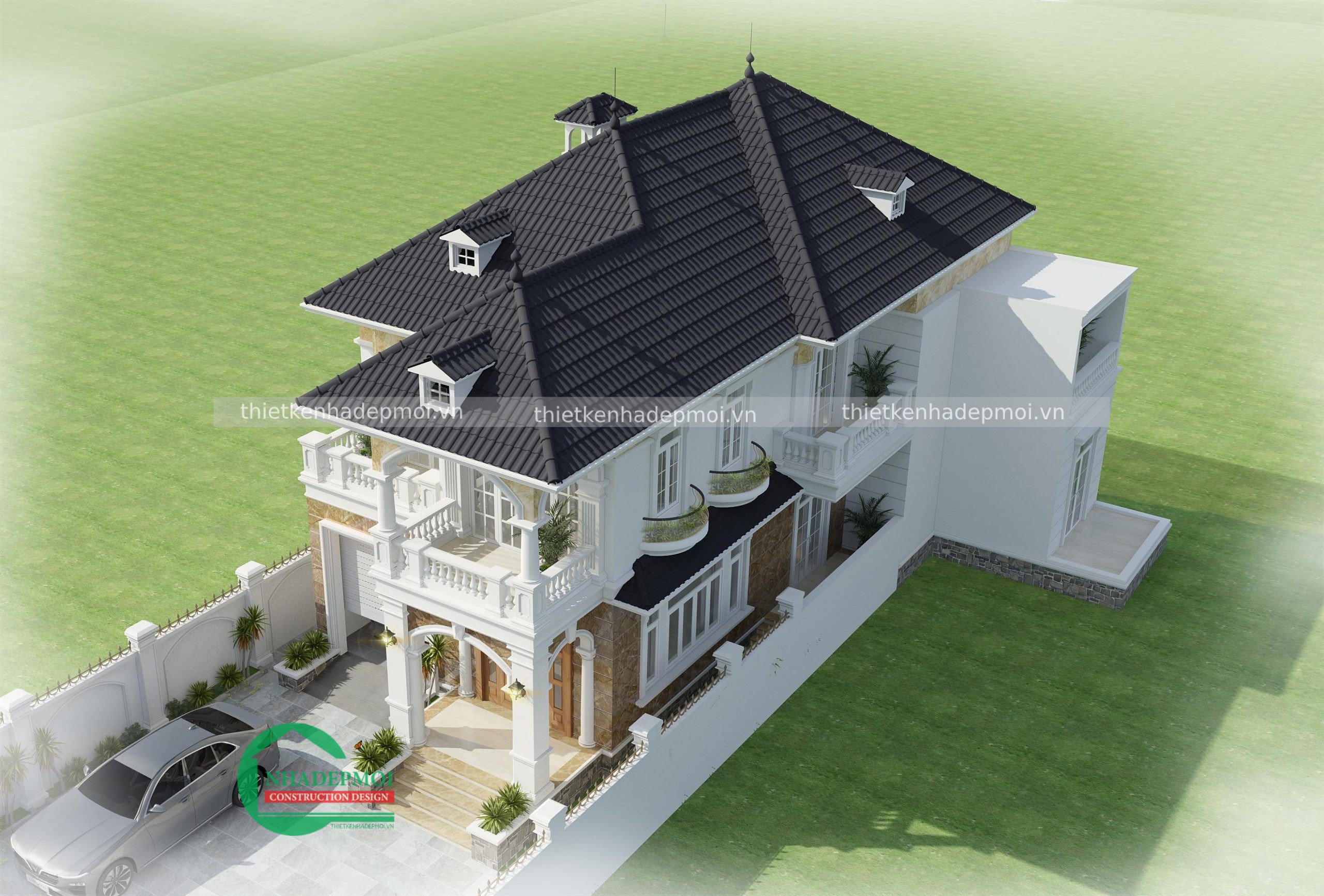 Mẫu biệt thự mini chữ l đẹp 2 tầng