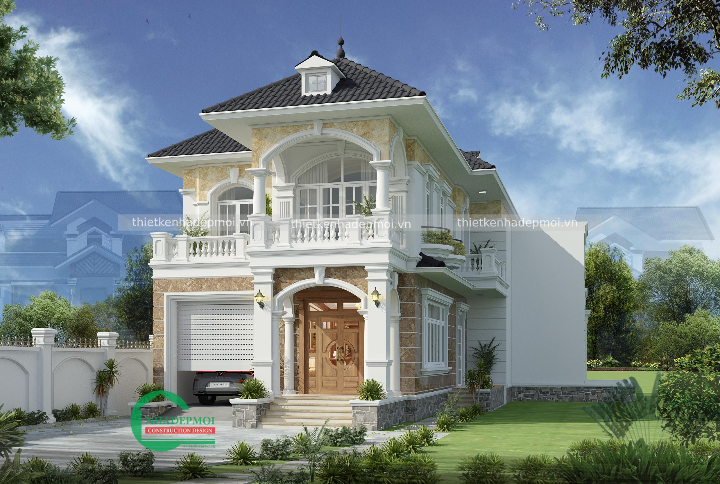 Mẫu biệt thự mini chữ l đẹp 2 tầng
