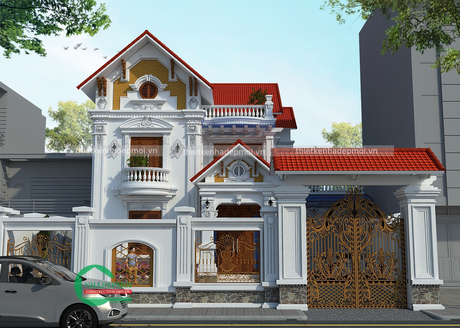 Mẫu biệt thự phố 2 tầng tân cổ điển