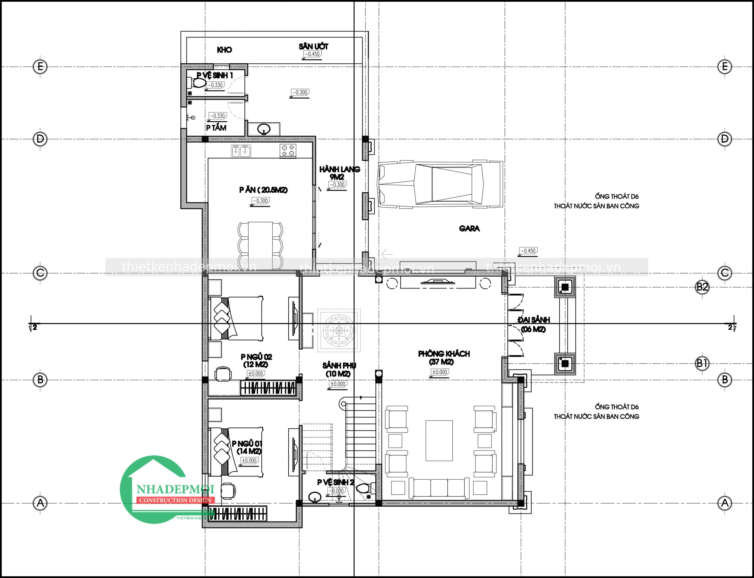 Mẫu biệt thự phố 2 tầng tân cổ điển
