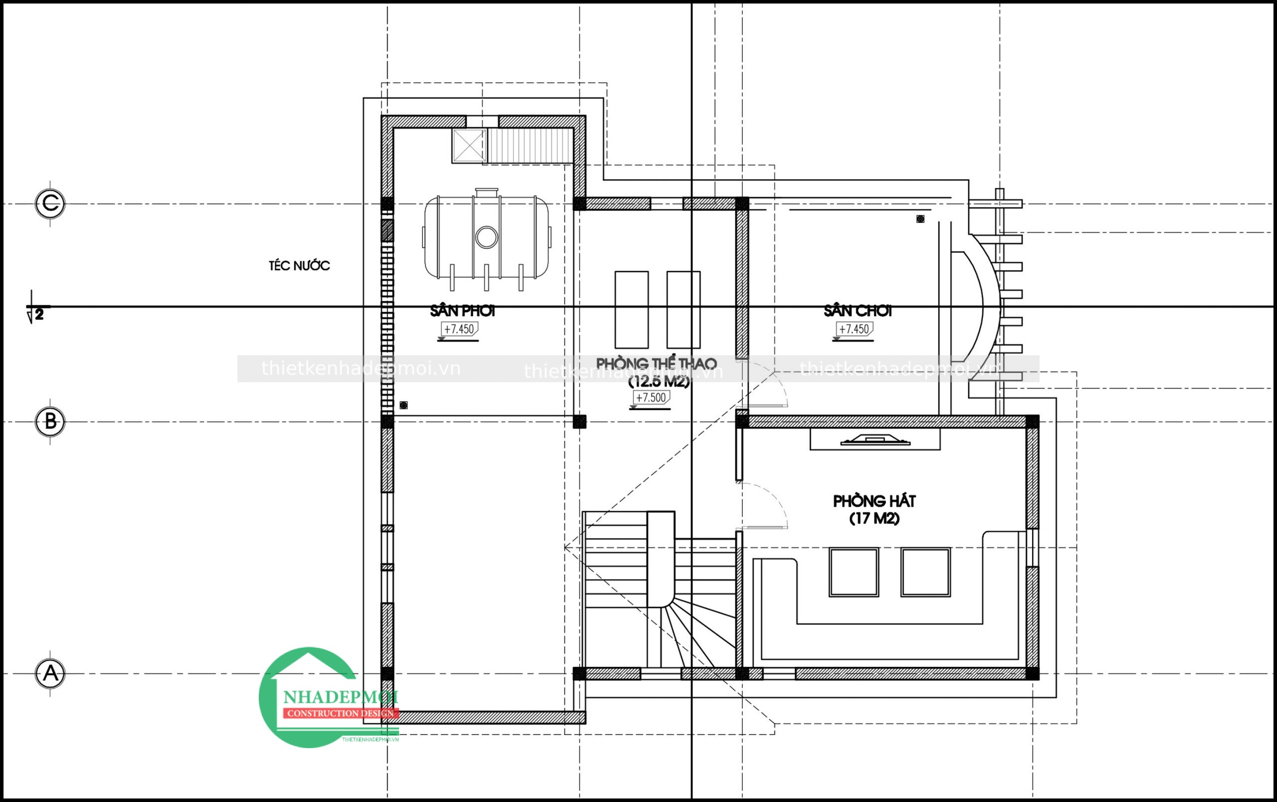 Mẫu biệt thự phố 2 tầng tân cổ điển