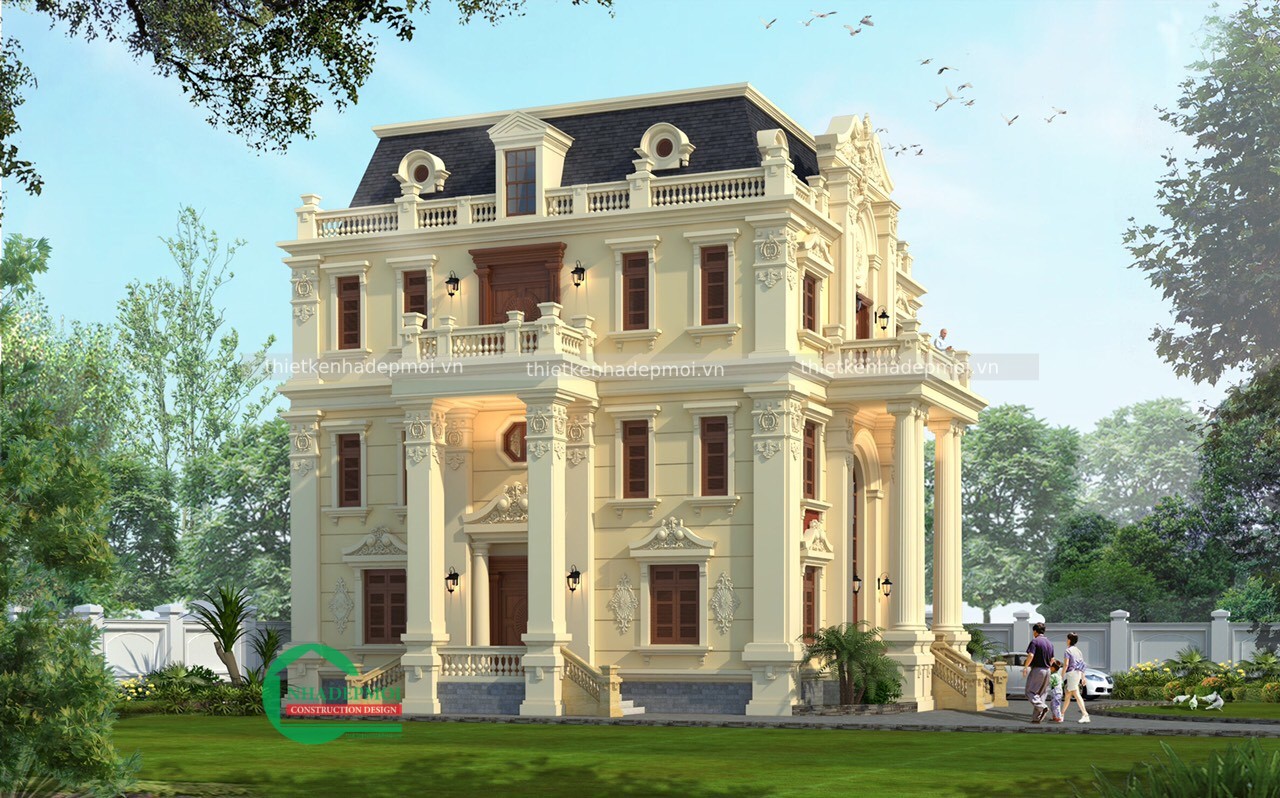 Mẫu biệt thự pháp cổ điển cổ 3 tầng