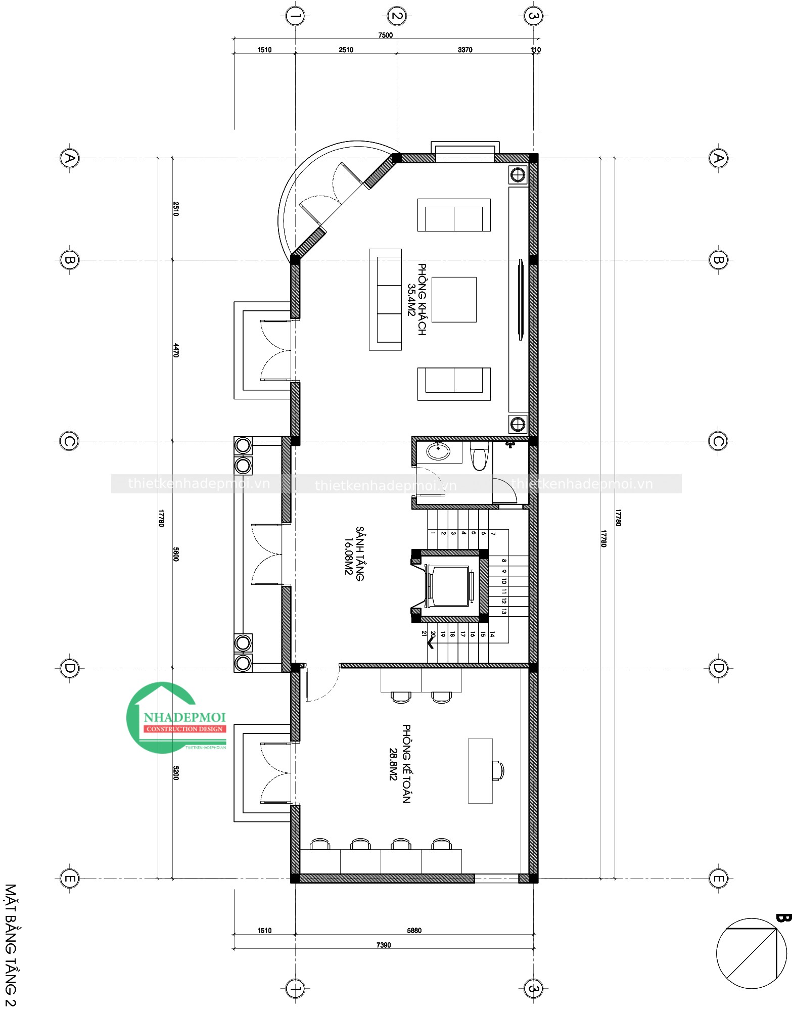 Mẫu biệt thự phố 2 mặt tiền kiến trúc pháp chị giang