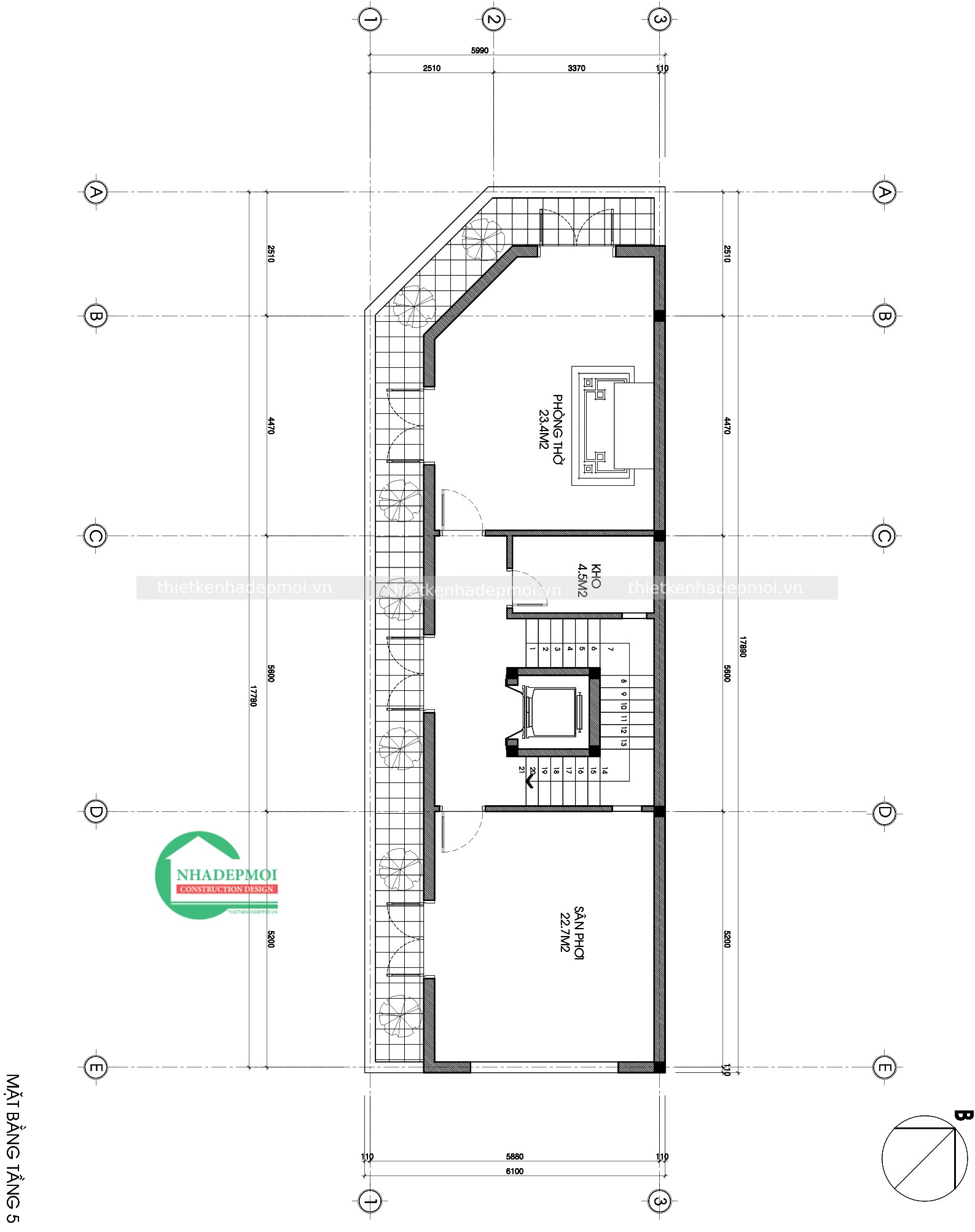 Mẫu biệt thự phố 2 mặt tiền kiến trúc pháp chị giang