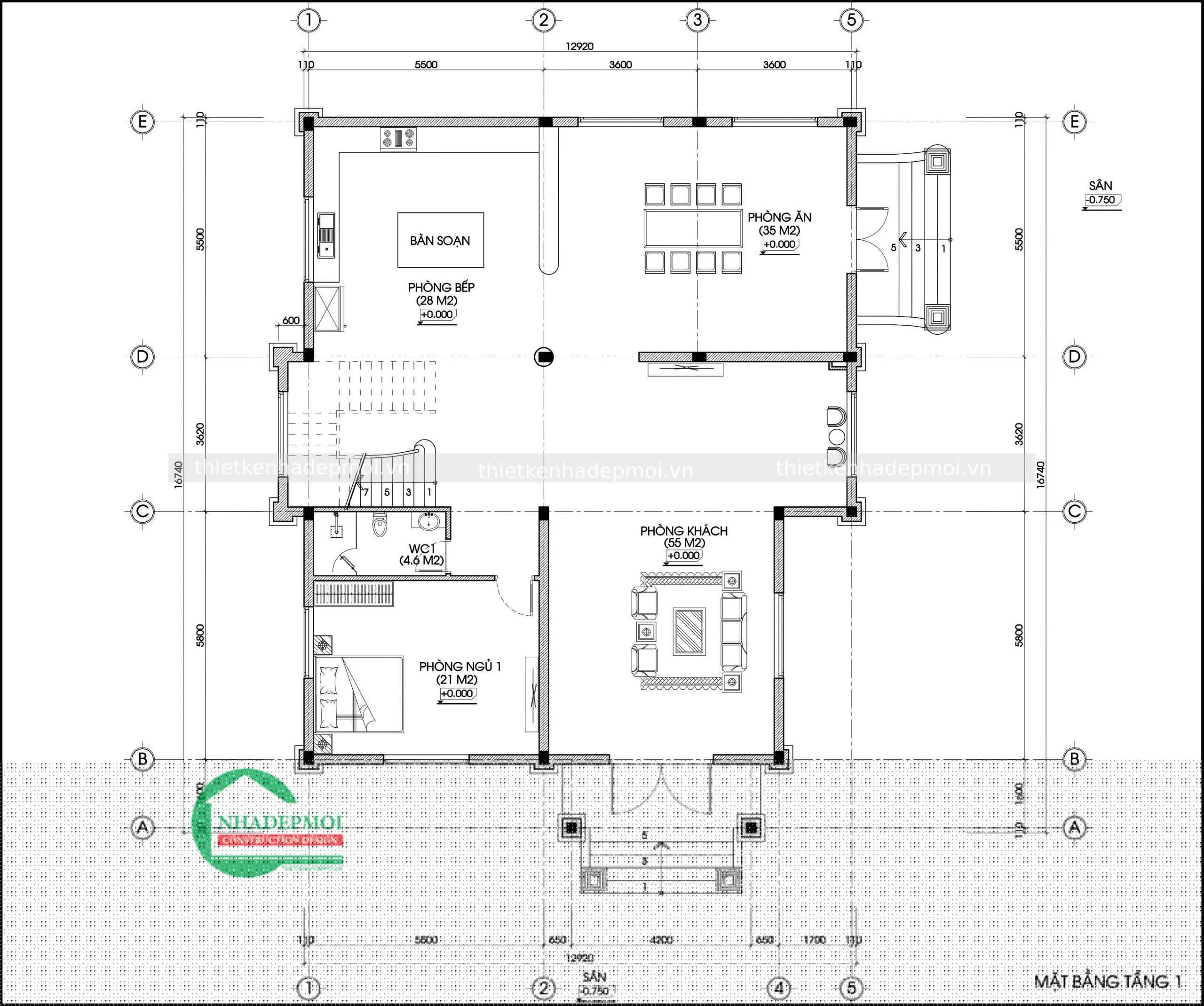 Biệt thự cổ điển châu âu 2.5 tầng đẹp anh toàn