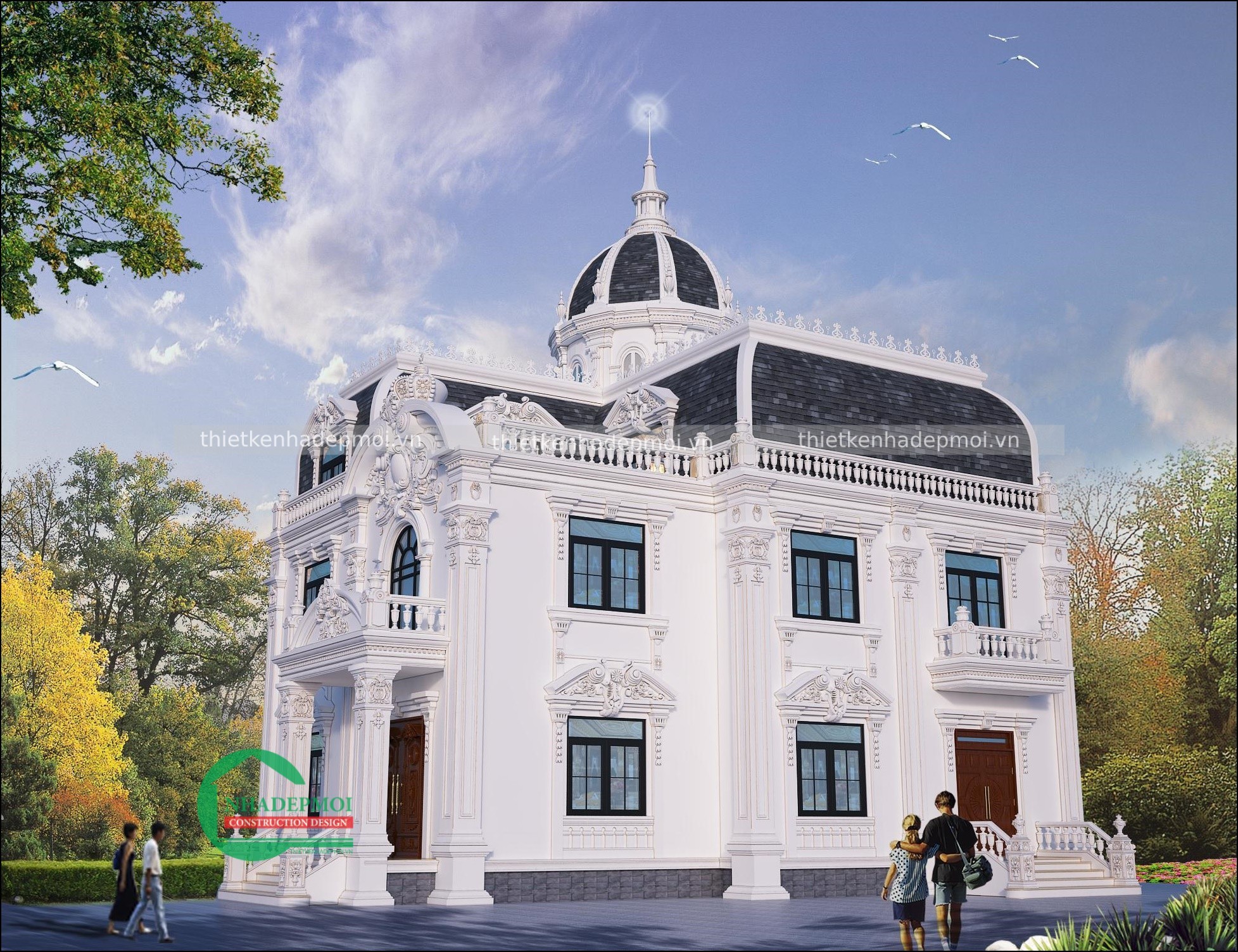Biệt thự cổ điển châu âu 2.5 tầng đẹp anh toàn