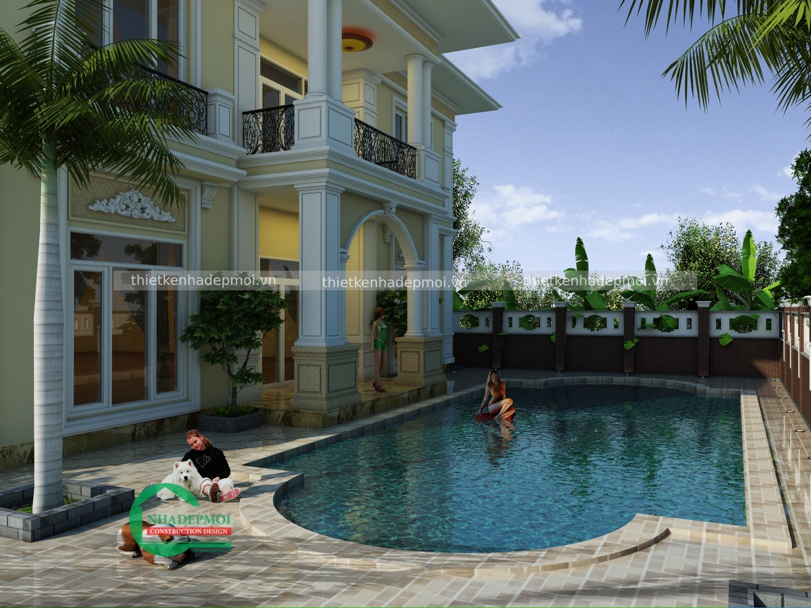 Mẫu biệt thự sân vườn 2 tầng