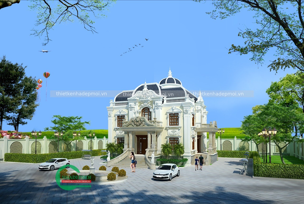Mẫu biệt thự cổ điển kiểu lâu đài quá đẹp 2 tầng
