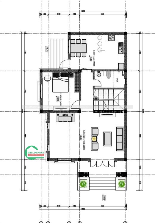 Mẫu biệt thự mặt tiền mái thái có 4 phòng ngủ