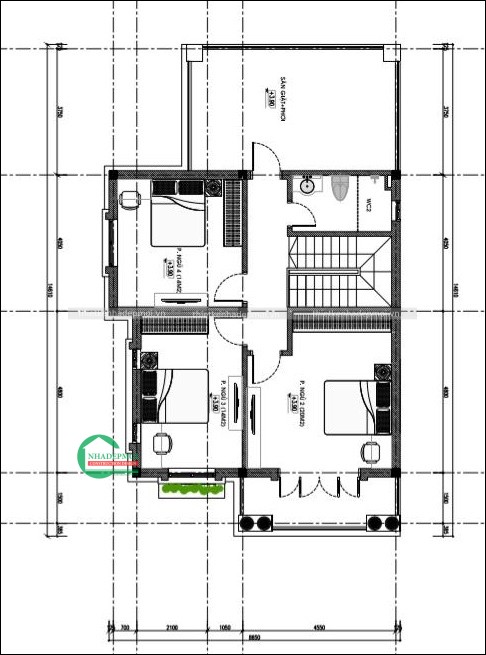 Mẫu biệt thự mặt tiền mái thái có 4 phòng ngủ