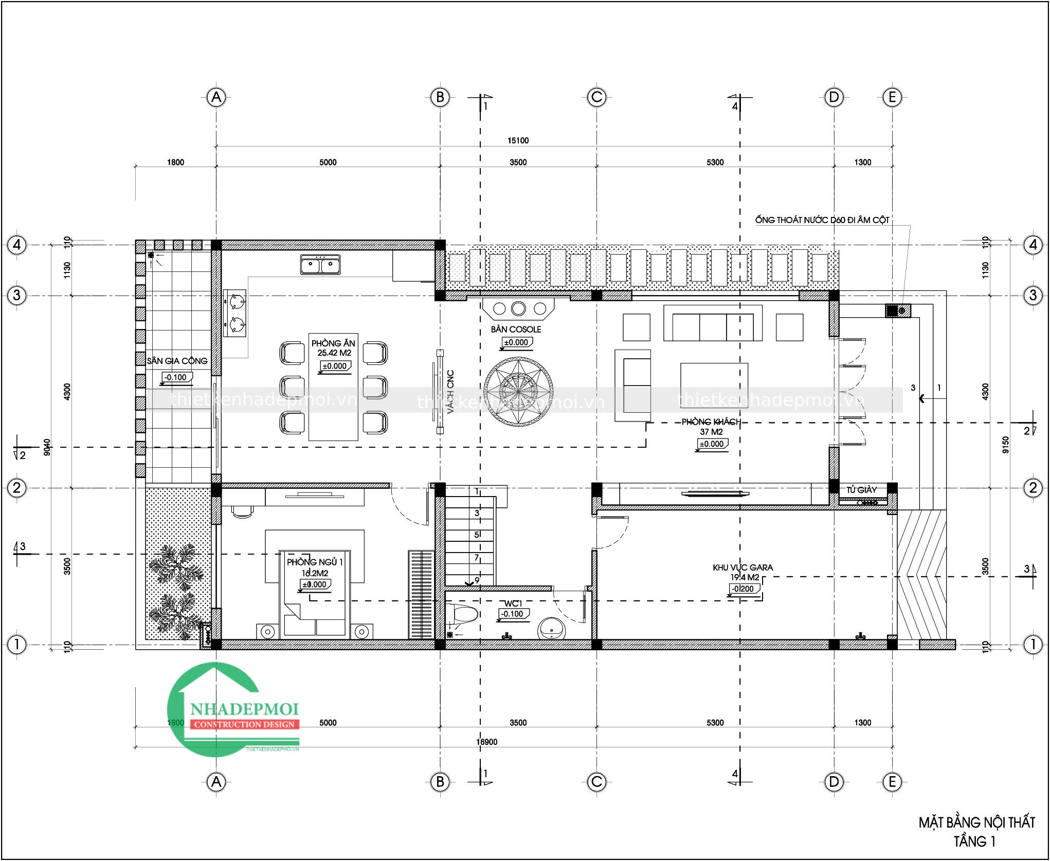 Mẫu biệt thự mini 1 trệt 2 lầu mặt tiền 9m anh hải - msbthd2020