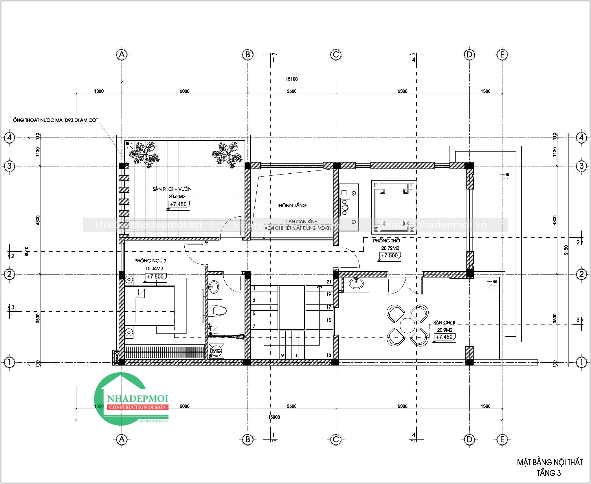 Mẫu biệt thự mini 1 trệt 2 lầu mặt tiền 9m anh hải - msbthd2020