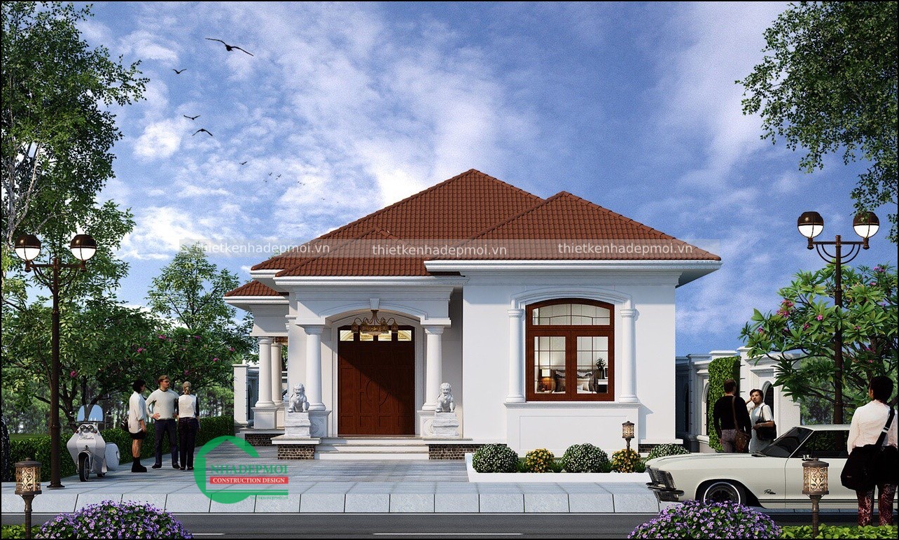 Mẫu biệt thự mini trệt có sân vườn đẹp anh bản - msbtt2020