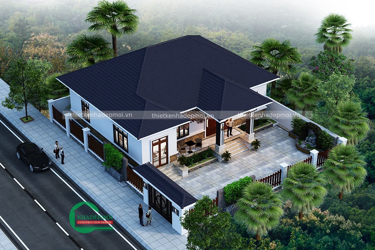 Mẫu biệt thự trệt 4 phòng ngủ hiện đại kiểu châu âu nhà anh văn - msbtvt2020