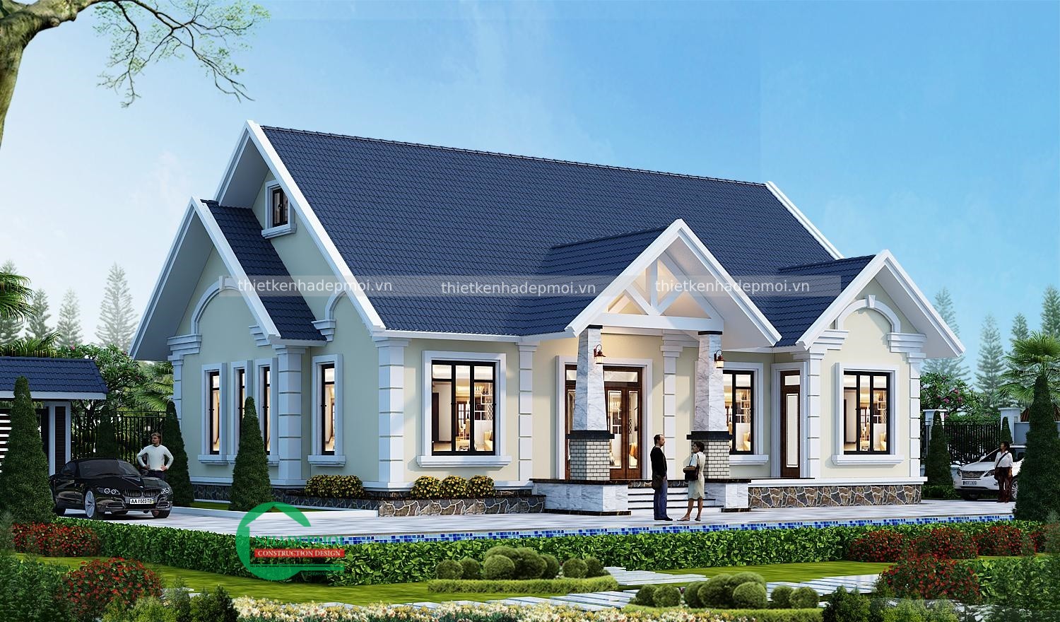 Mẫu nhà vườn mái thái có 4 phòng ngủ ở quê ms hồng - msnv7363