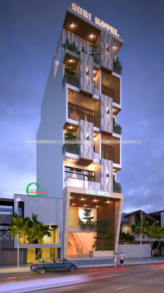 Mẫu thiết kế khách sạn mini 2 sao 6 tầng mặt tiền 7m suri - msks2sao2020