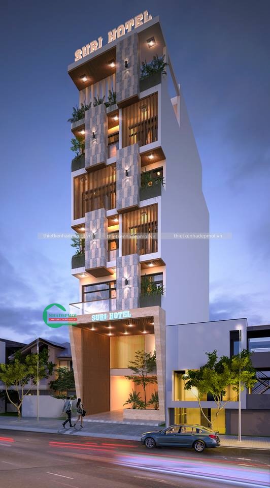 Mẫu thiết kế khách sạn mini 2 sao 6 tầng mặt tiền 7m suri - msks2sao2020