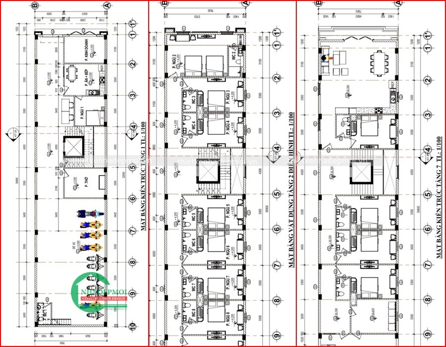 Mẫu thiết kế khách sạn mặt tiền 8m 6 tầng 3 mini anh dũng - msks6t4632