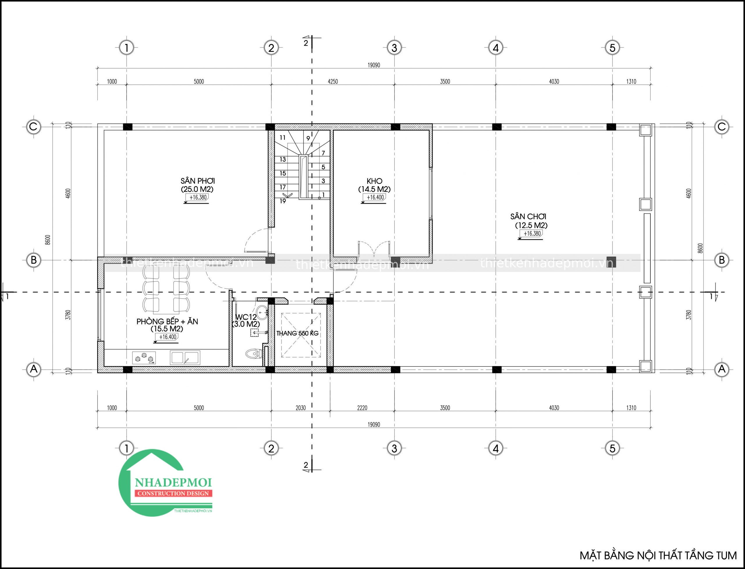 Mẫu khách sạn mini 1 trệt 4 lầu 1 sân thượng mặt tiền 9m