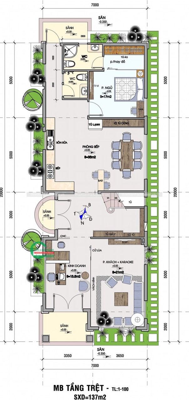 Mẫu biệt thự 2 tầng mái thái hiện đại