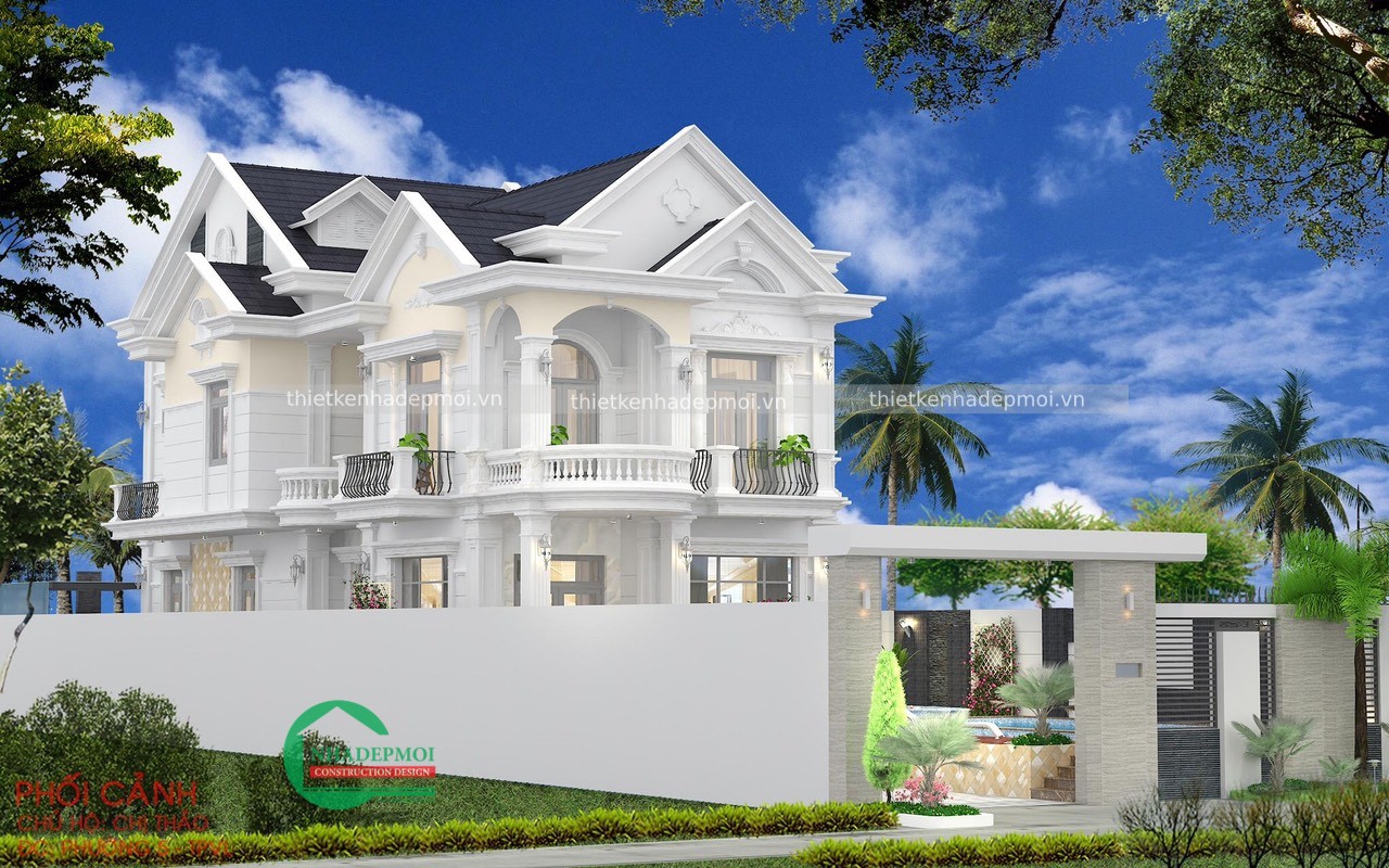 Mẫu biệt thự 2 tầng mái thái hiện đại