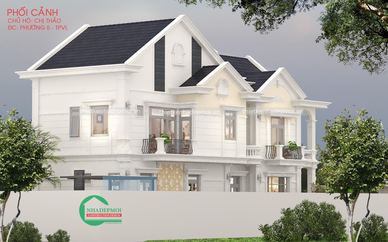 Mẫu biệt thự 2 tầng mái thái hiện đại