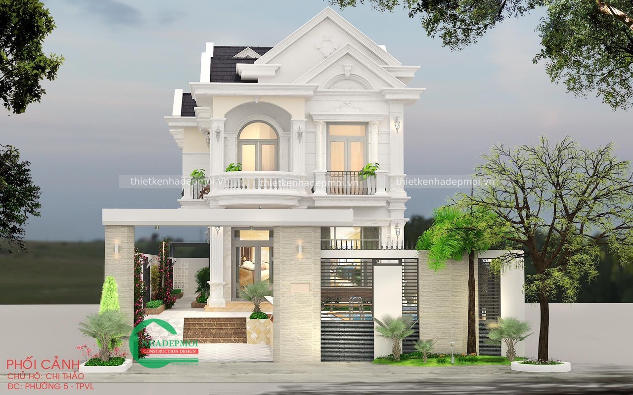 Mẫu biệt thự 2 tầng mái thái hiện đại