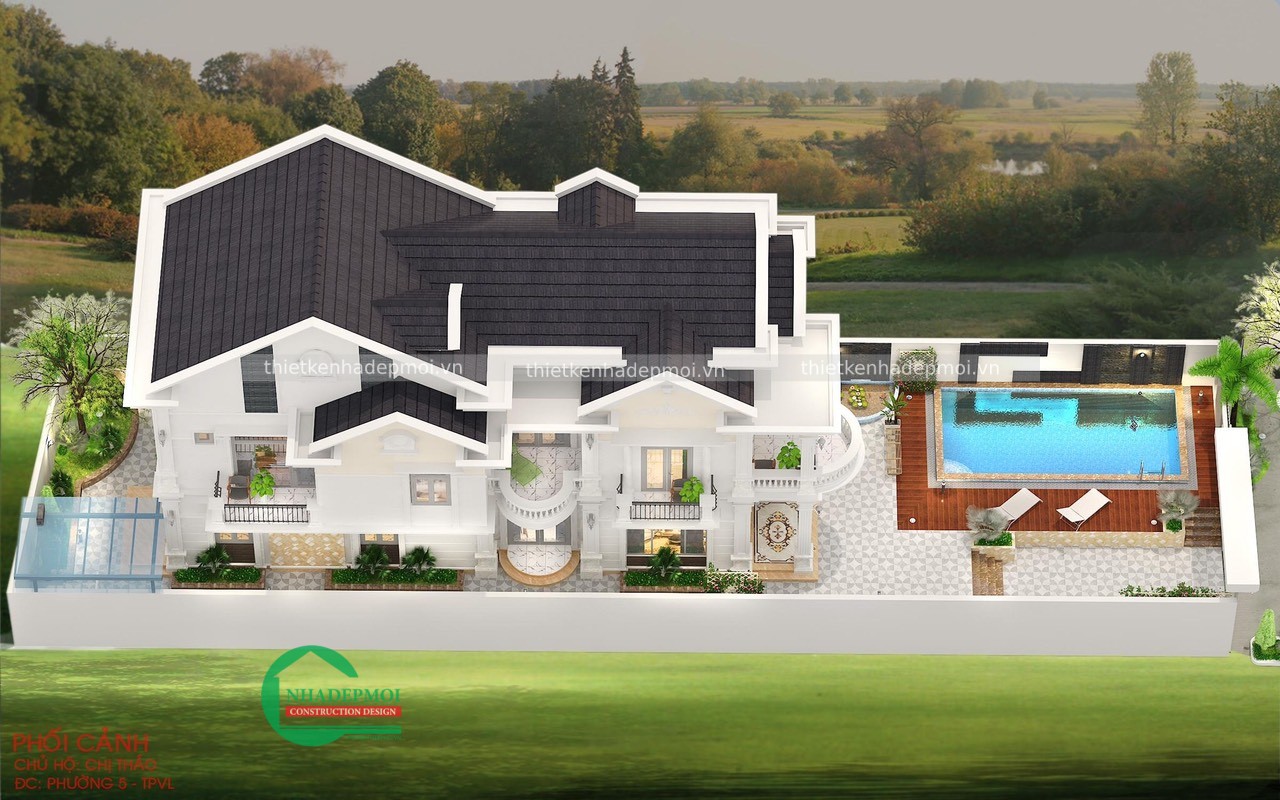 Mẫu biệt thự 2 tầng mái thái hiện đại