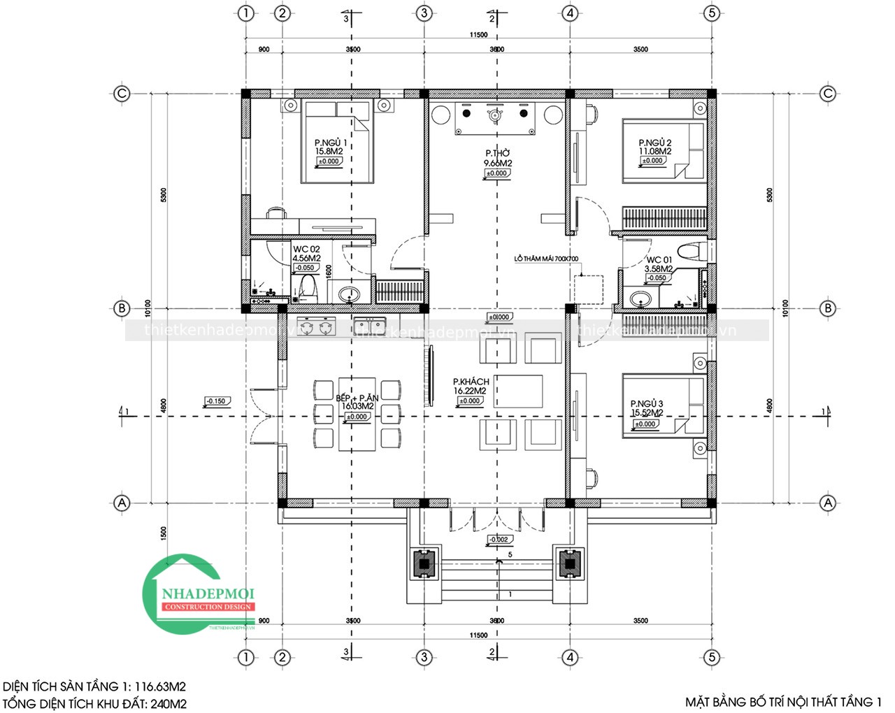 Mẫu nhà 3 gian mái ngói đẹp ở quê thiết kế hiện đại anh nam - msnoq2020