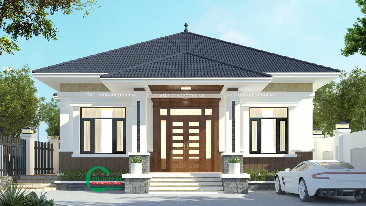Mẫu nhà 3 gian mái ngói đẹp ở quê thiết kế hiện đại anh nam - msnoq2020