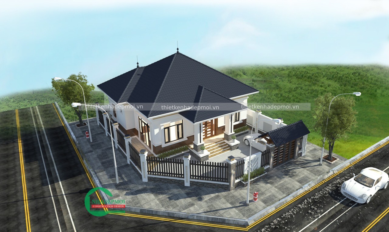 Mẫu nhà 3 gian mái ngói đẹp ở quê thiết kế hiện đại anh nam - msnoq2020