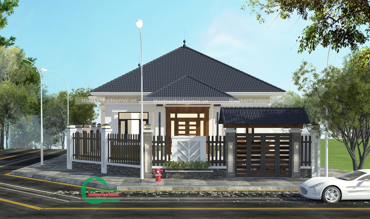 Mẫu nhà 3 gian mái ngói đẹp ở quê thiết kế hiện đại anh nam - msnoq2020