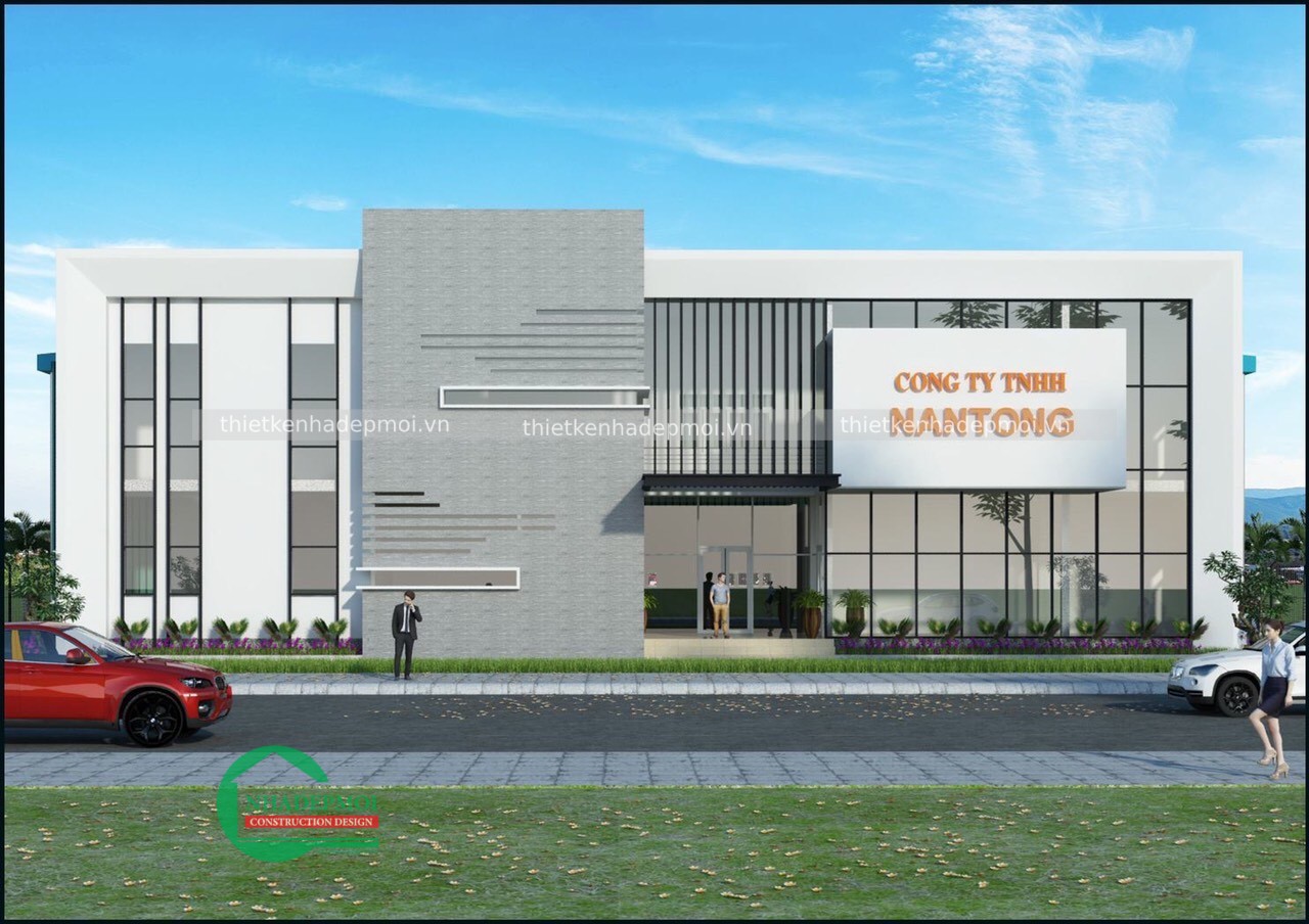 Mẫu thiết kế văn phòng công ty kết hợp với nhà xưởng đẹp - msnx2020