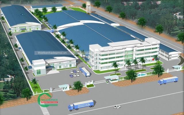 Các mẫu nhà xưởng công nghiệp thiết kế mái tôn đẹp 2020 - msnx2020