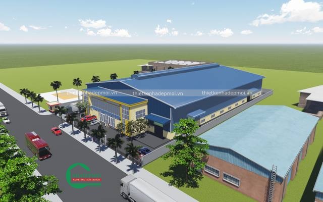 Các mẫu nhà xưởng công nghiệp thiết kế mái tôn đẹp 2020 - msnx2020