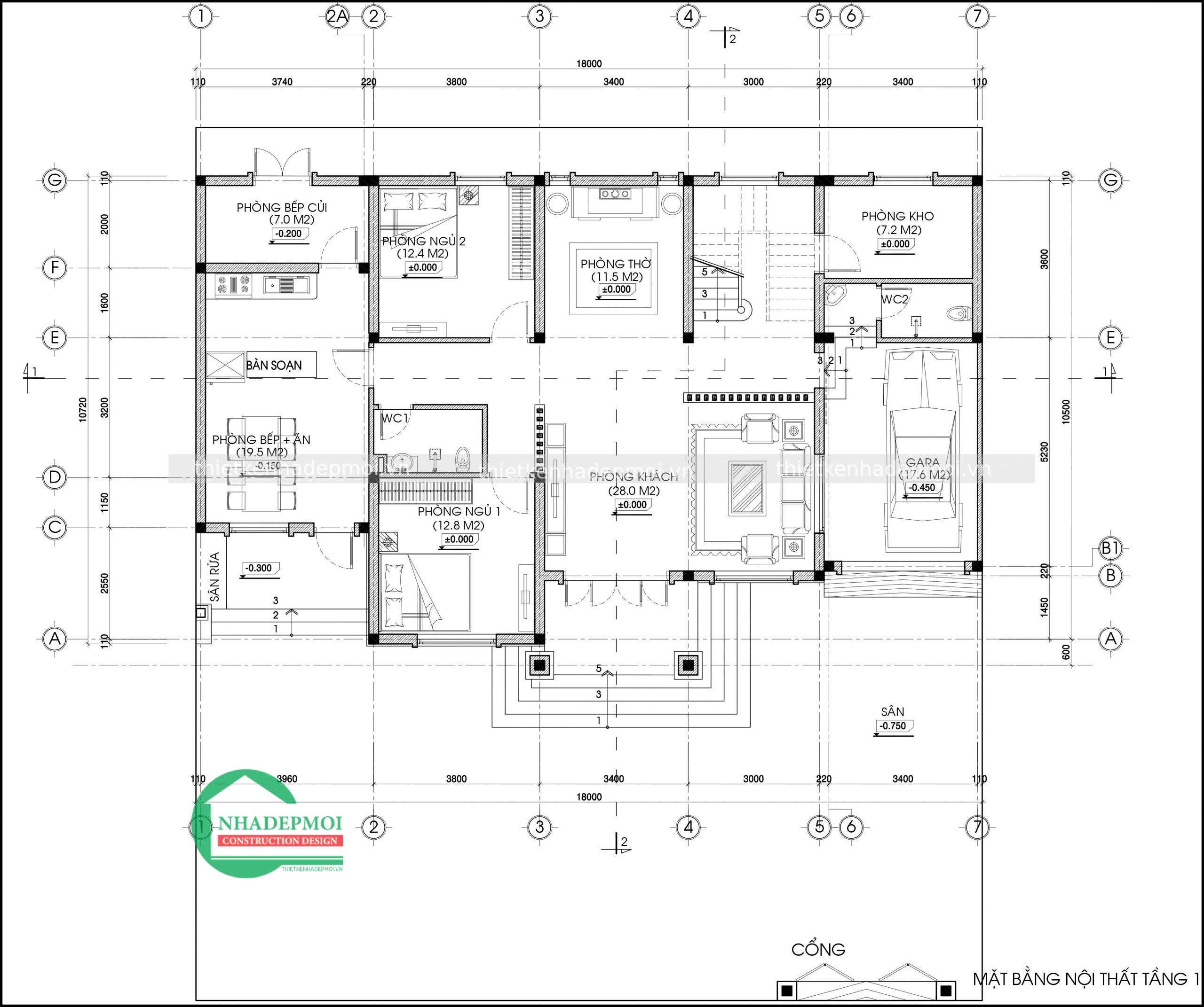 Mẫu nhà 1 trệt 1 lầu mái ngói kiểu biệt thự hiện đại anh đạt - msbtvmn2021
